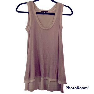 BANANA REPUBLIC TAUPE SILK/KNIT LAYERED FLOWY TANK TOP